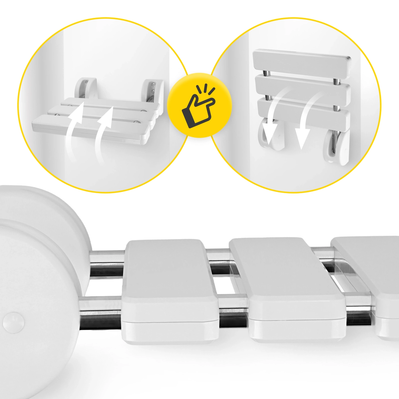4Fizjo 1956 Folding Wall-Mounted Shower Seat, White