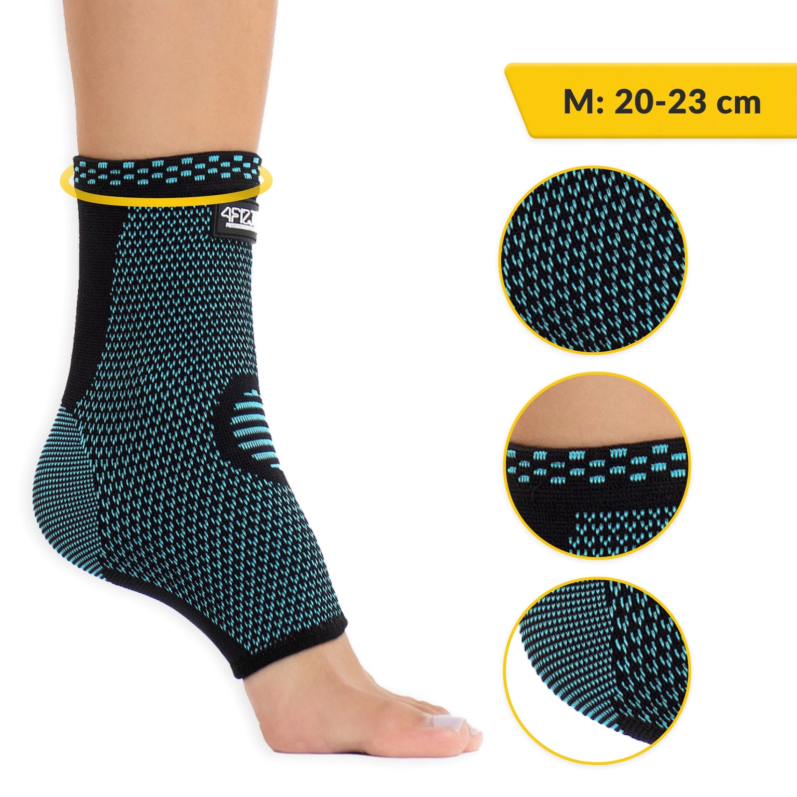 4Fizjo elastingas kulkšnies įtvaras, M dydis, juodas/mėlynas