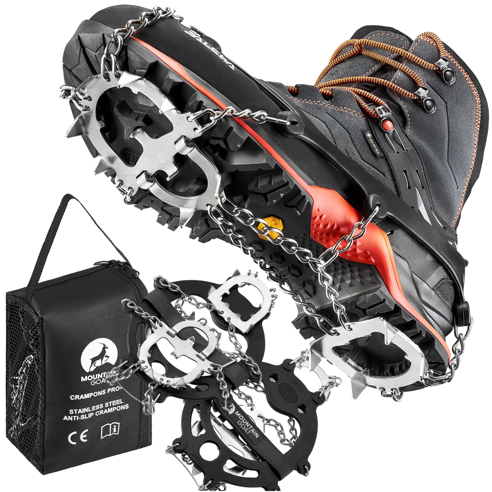 MOUNTAIN GOAT Premium Ice Cleats for Hiking Boots, L (41-43)