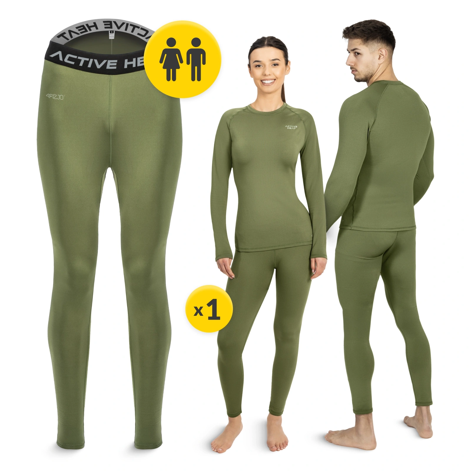 4Fizjo Unisex Thermal Pants, Size S, Green