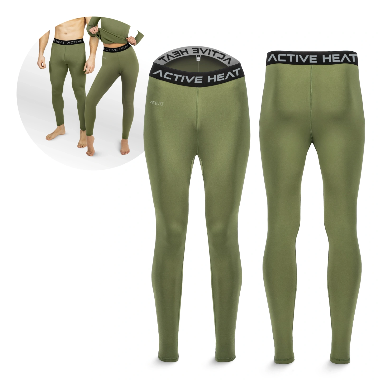 4Fizjo 2111 Thermal Pants, Green, Size L