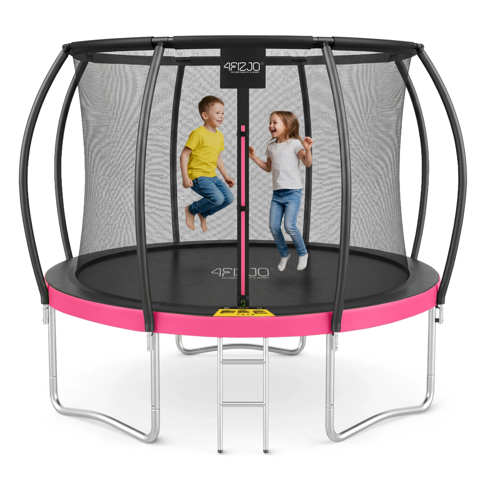 4Fizjo PRO batutas vaikams su apsauginiu tinklu, 312 cm (10FT), rožinis/juodas