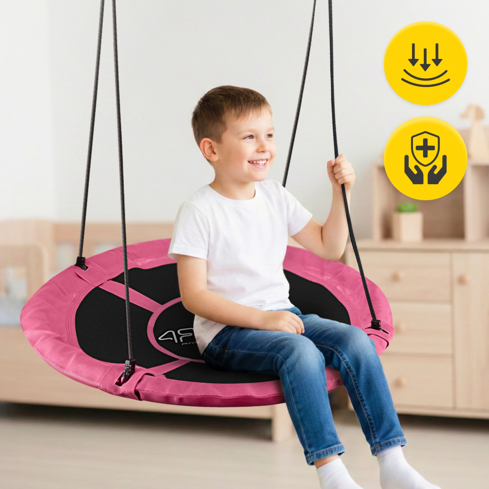 4Fizjo vaikiškos gandro lizdo sūpynės, 100 cm, rožinės