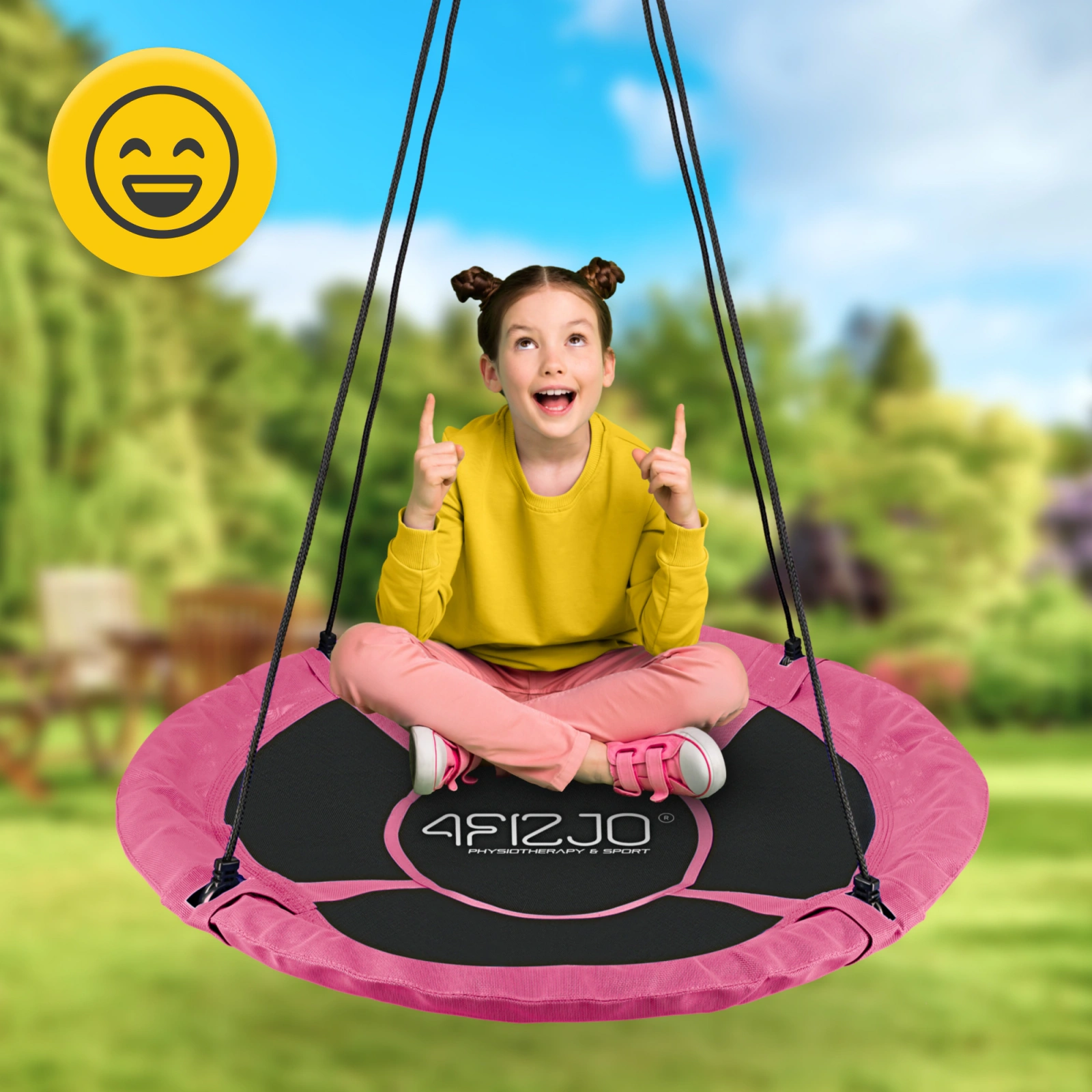 4Fizjo vaikiškos gandro lizdo sūpynės, 100 cm, rožinės