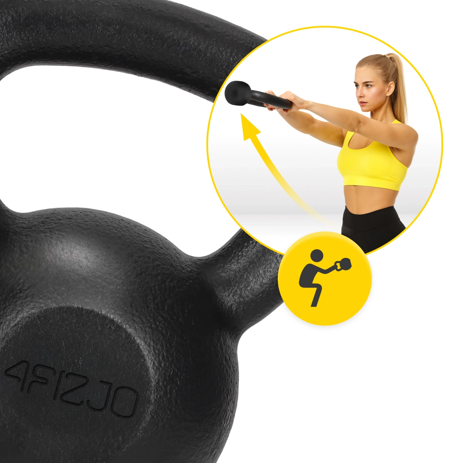 Ketaus giros svoris 4FIZJO 14 kg, juodas