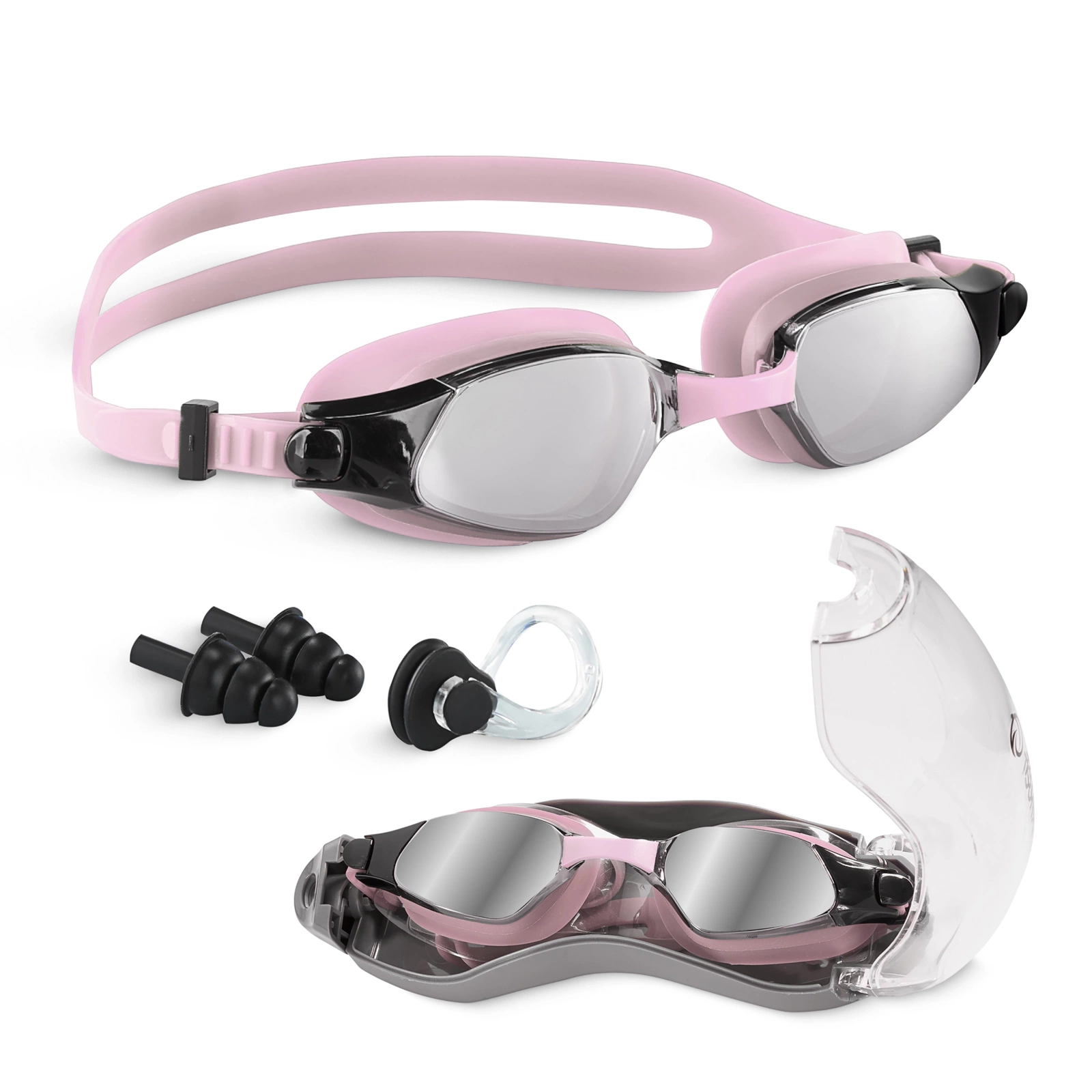 4Fizjo TSUNAMI Swimming Goggles with Anti-Fog and UV Filter, Pink