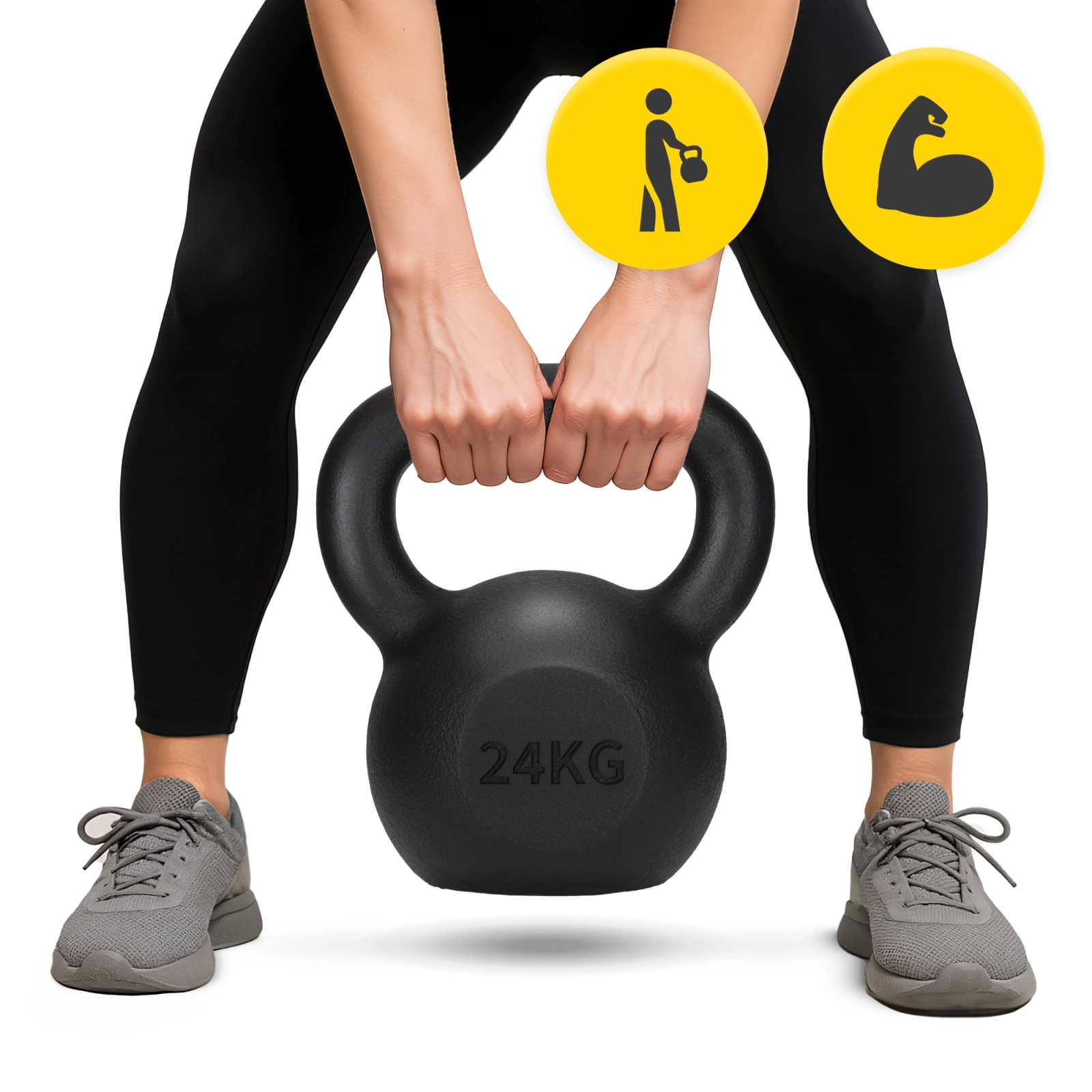 Ketaus giros svoris 4Fizjo Kettlebell, 24 kg, juodas