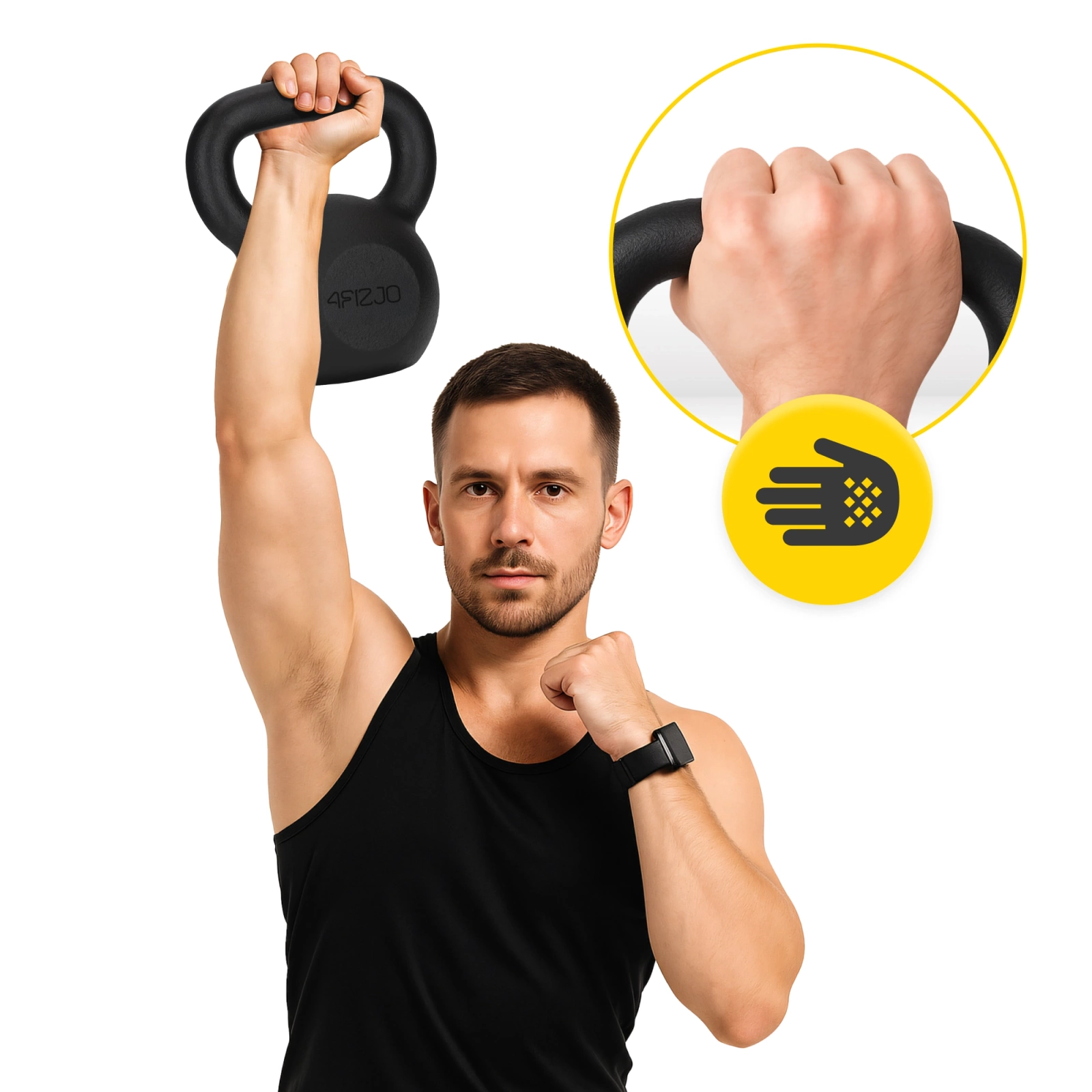 Ketaus giros svoris 4Fizjo Kettlebell, 24 kg, juodas