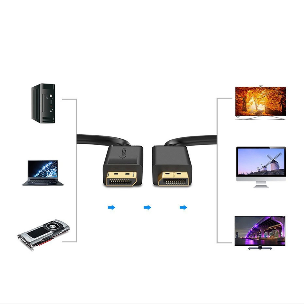 Ugreen DP102 DisplayPort 1.2 4K 30Hz laidas, 1 m, juodas