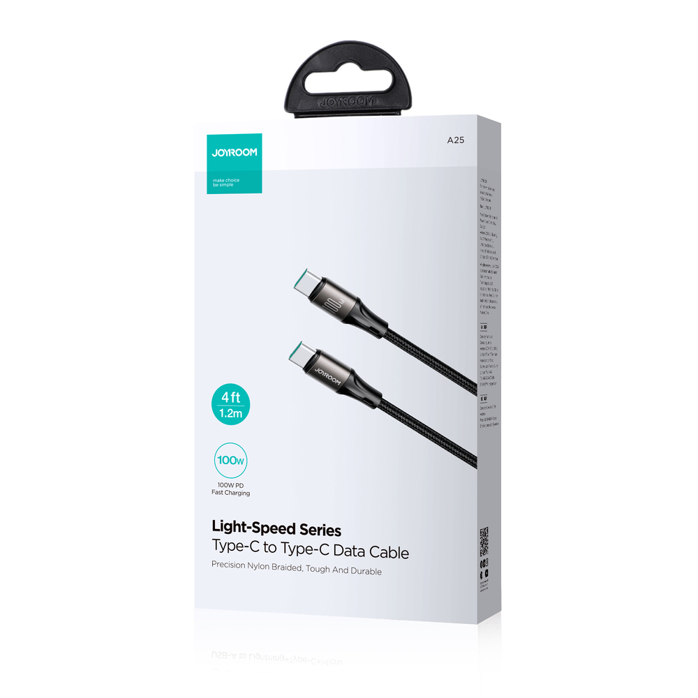 Joyroom Light-Speed Series S-A25 USB-C to USB-C Cable, 100W, 1.2m, Black