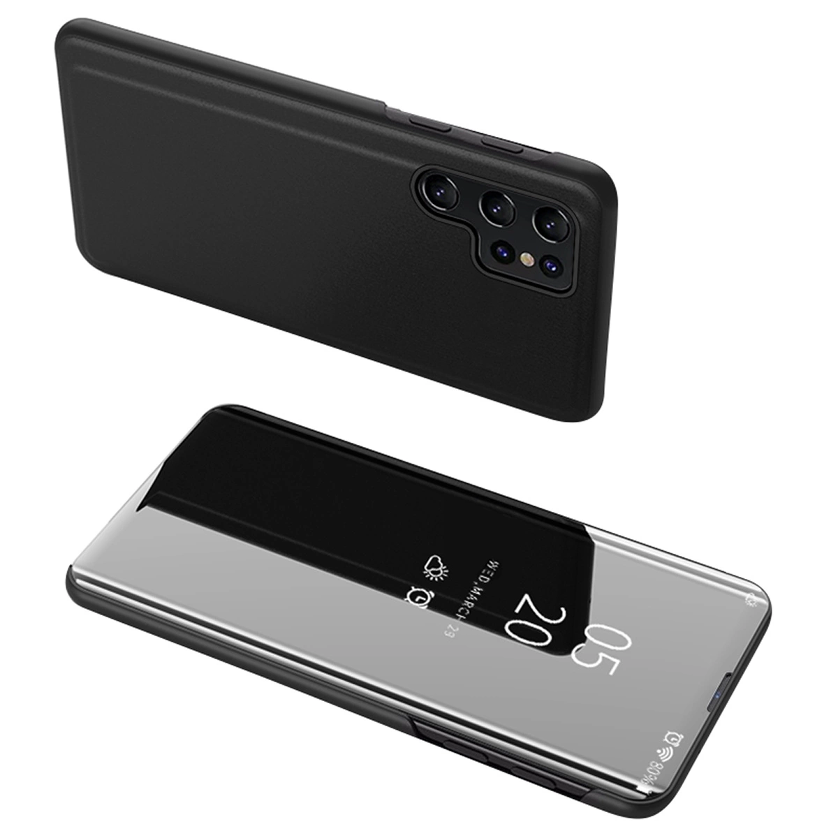 Hurtel Samsung Galaxy S24 Clear View Flip Case, Black