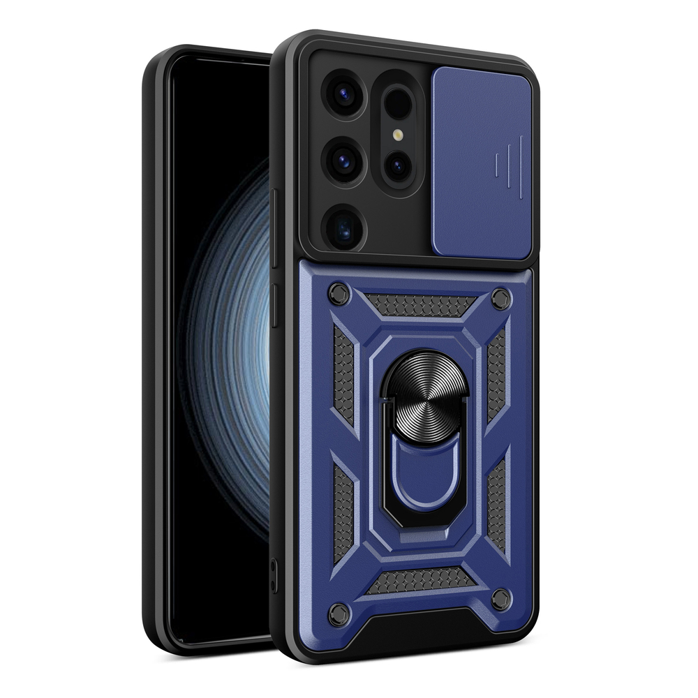 Hurtel Hybrid Armor Camshield Case for Samsung Galaxy S24 Ultra, Blue