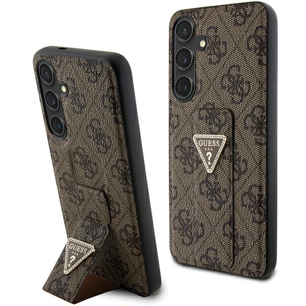 Guess Samsung Galaxy S24 dėklas Grip Stand 4G Triangle Strass, rudas