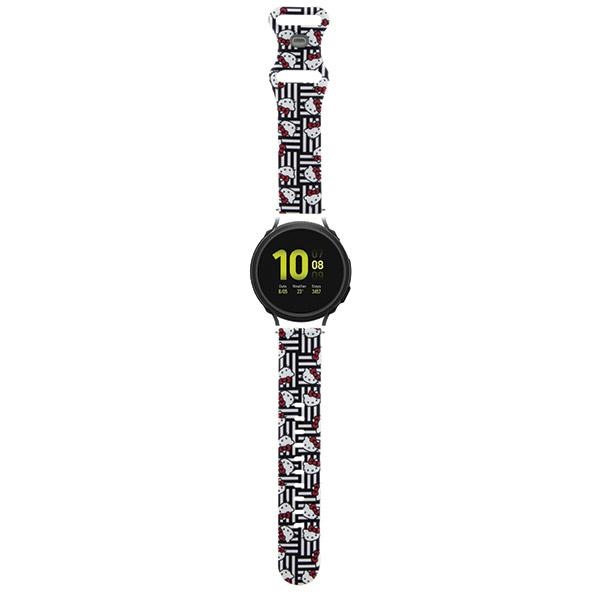 Hello Kitty Silicone Heads & Stripes Universal 20mm Smartwatch Strap, Black