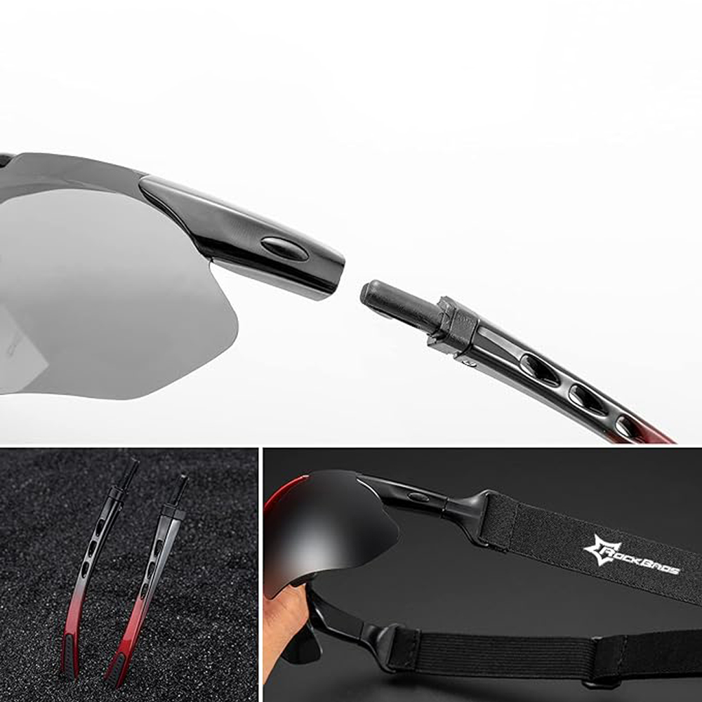 Rockbros 10141 Photochromic Cycling Glasses, Red