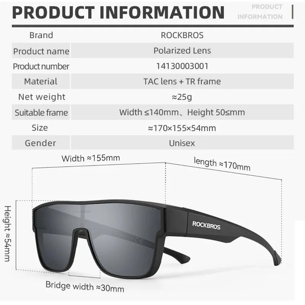 Rockbros SP304 Polarized Cycling Glasses, Black