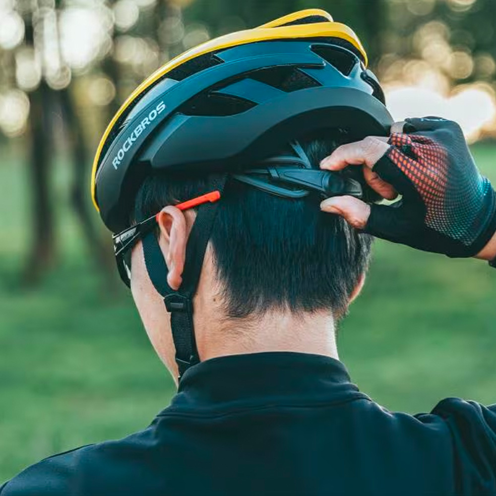 Rockbros Bicycle Helmet, Size L (58-61 cm), Yellow/Black