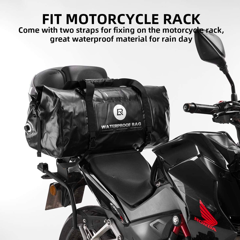Vandeniui atsparus motociklo krepšys Rockbros AS-005BK, 55L, juodas