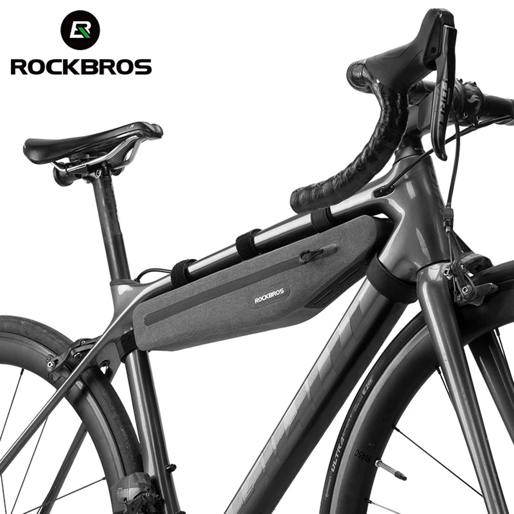 Rockbros AS-052 vandeniui atsparus dviračio rėmo krepšys, pilkas