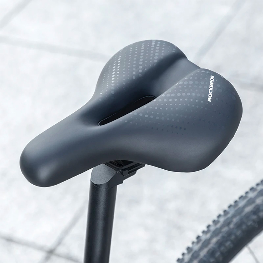 Rockbros 38218916002 MTB Bicycle Saddle with Lamp, Black