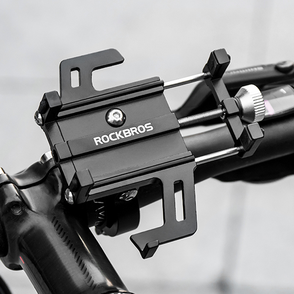 Rockbros 699-BK Aluminum Alloy Bike Phone Holder, Black