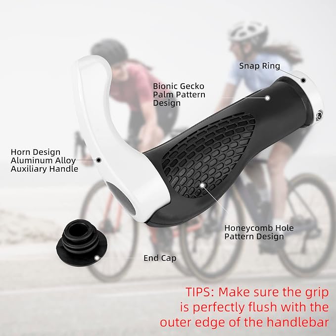 Rockbros BT1007W Bicycle Grips with Horns, White