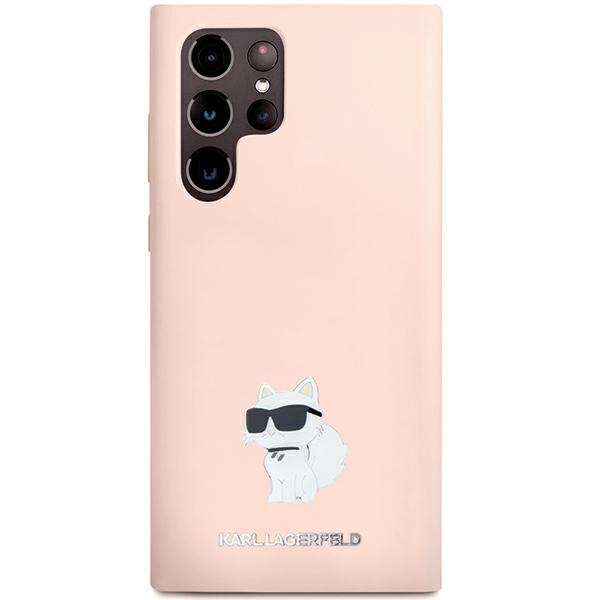 Karl Lagerfeld Samsung Galaxy S23 Ultra Case Silicone Choupette Metal Pin, Pink