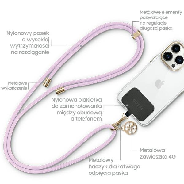 Universalus telefono dirželis Guess CBDY Cord, violetinis (Lilac)