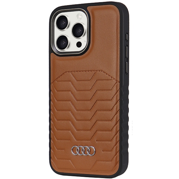 Audi dėklas iPhone 14 Pro telefonui su MagSafe, rudas