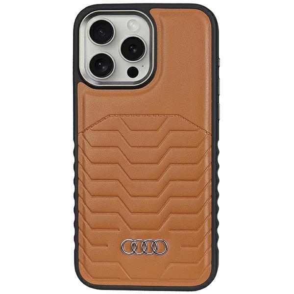 Audi dėklas iPhone 14 Pro Max telefonui su MagSafe, rudas