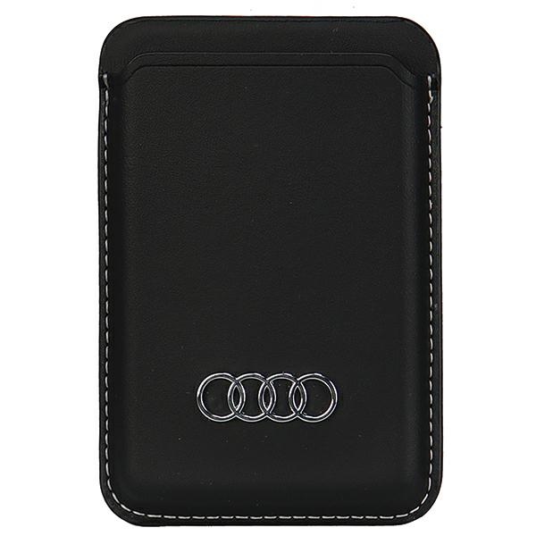 Audi dirbtinės odos magnetinis dėklas kortelėms MagSafe, juodas