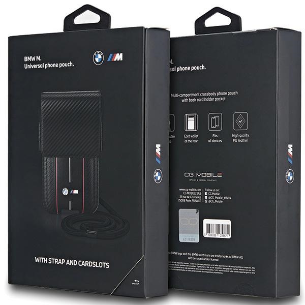 BMW Carbon & Red Stripe telefono krepšelis, juodas