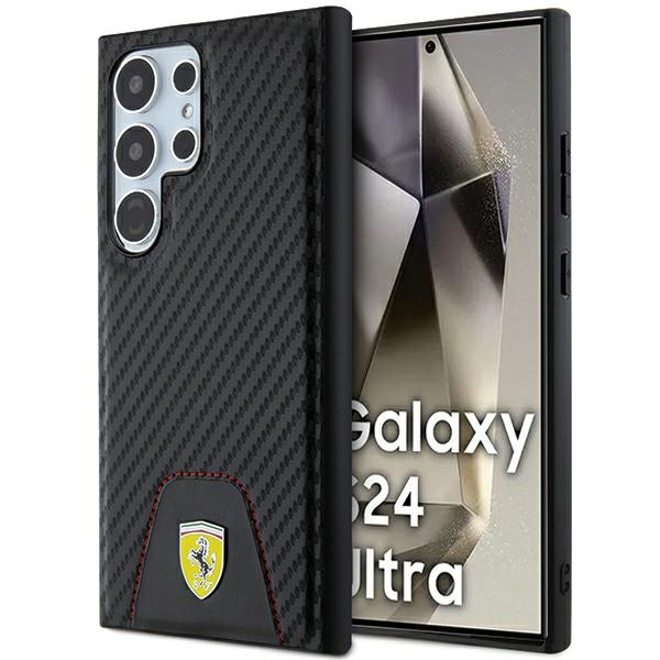 Ferrari Samsung Galaxy S24 Ultra dėklas Carbon Stitched Bottom, juodas