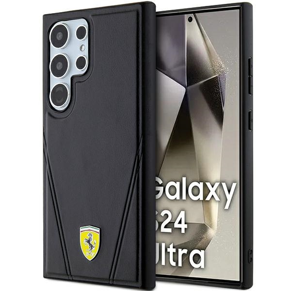 Ferrari Hot Stamp V Lines MagSafe dėklas Samsung Galaxy S24 Ultra, juodas
