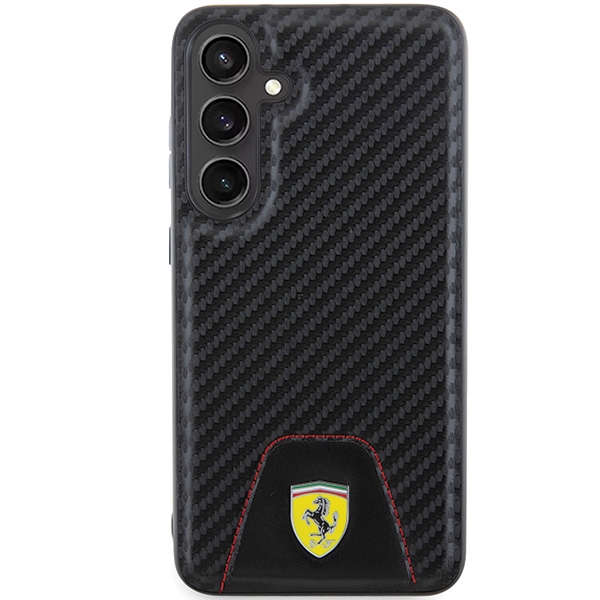 Ferrari Samsung Galaxy S24+ Case Carbon Stitched Bottom, Black