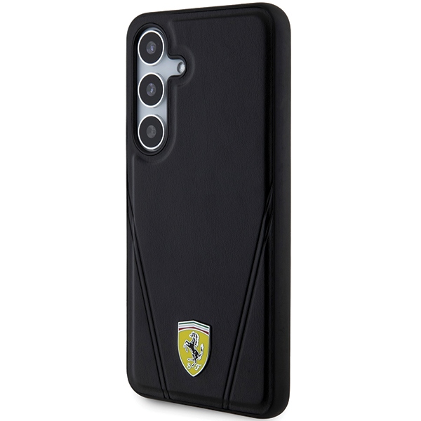 Ferrari dėklas Samsung Galaxy S24+ Hot Stamp V Lines MagSafe, juodas