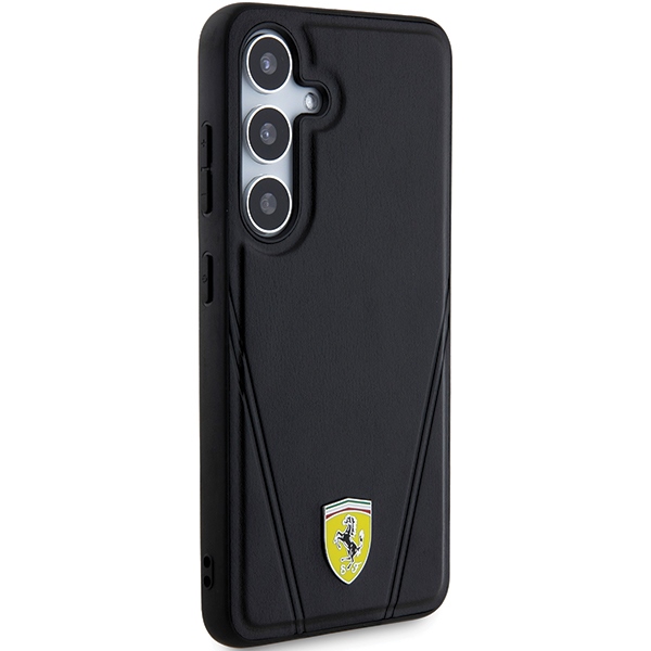 Ferrari dėklas Samsung Galaxy S24+ Hot Stamp V Lines MagSafe, juodas
