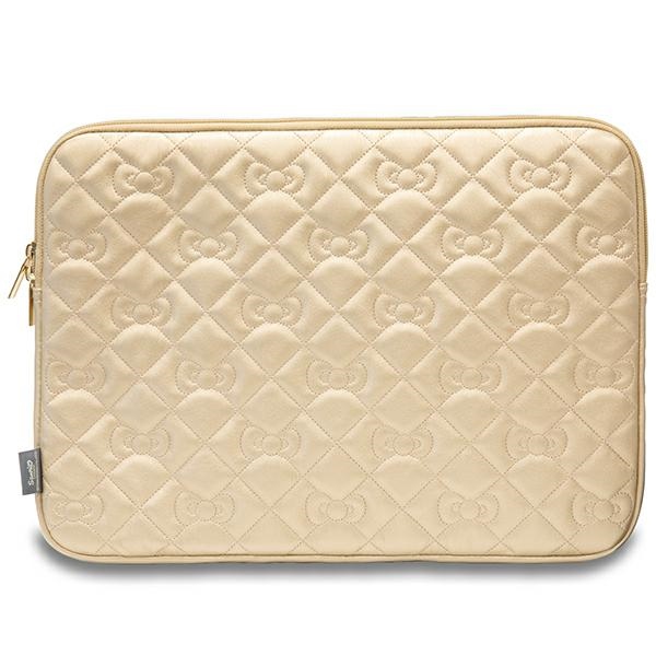 Hello Kitty 14\" Laptop Sleeve Zip PU Quilted Bows, Gold