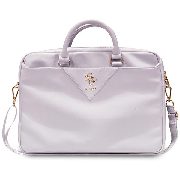 Guess ZIP Leather Triangle 16" nešiojamojo kompiuterio krepšys, violetinis