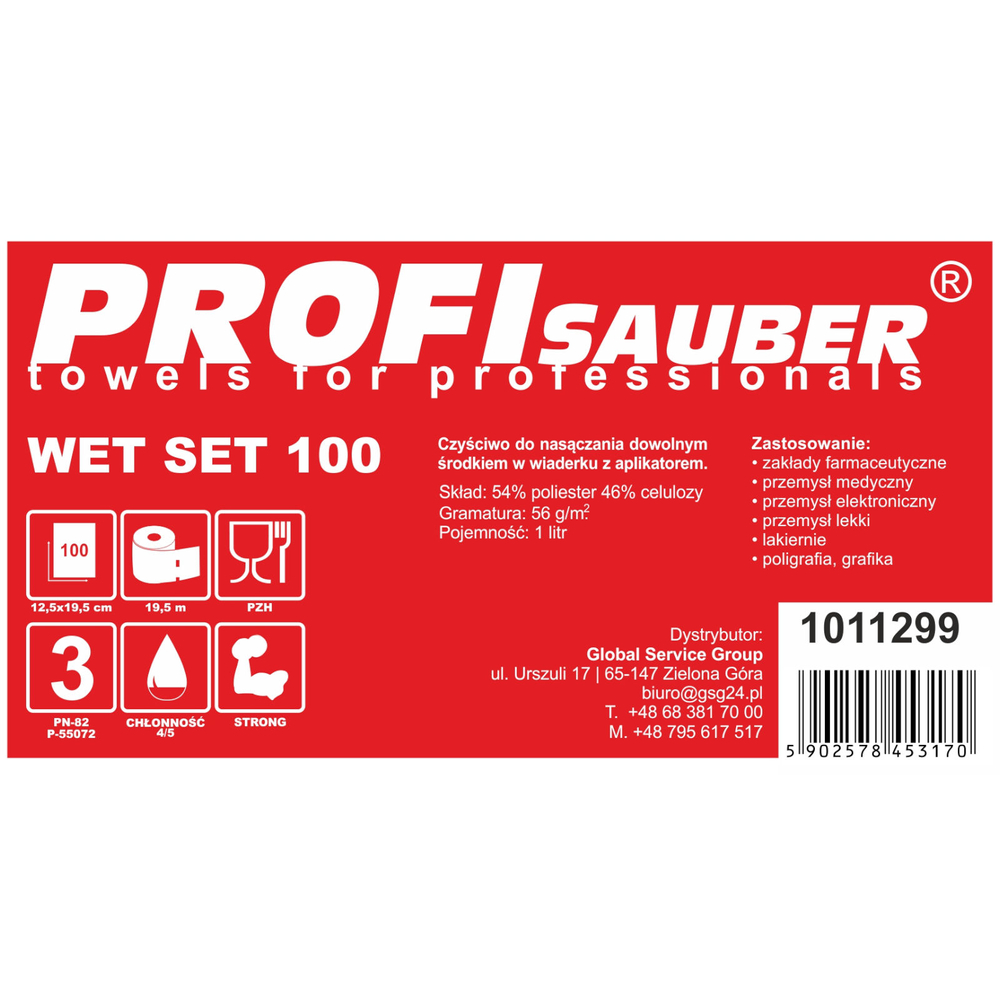 Profi Sauber WET SET 100 Cleaning Cloths in a Bucket with Dispenser