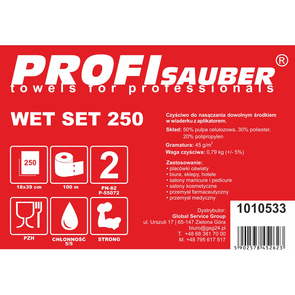 Profi Sauber SET-WET-250 valymo šluostės kibirėlyje su doziatoriumi