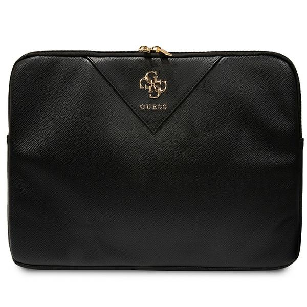Guess ZIP Leather Triangle 14" nešiojamojo kompiuterio dėklas, juodas