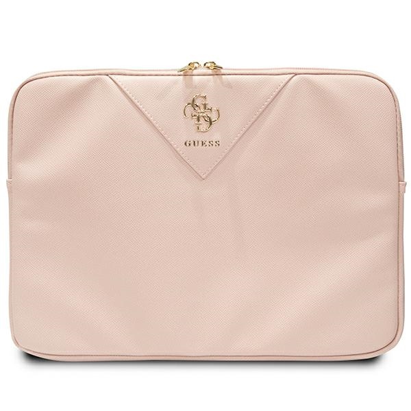 Guess ZIP Leather Triangle 14" nešiojamojo kompiuterio dėklas, rožinis