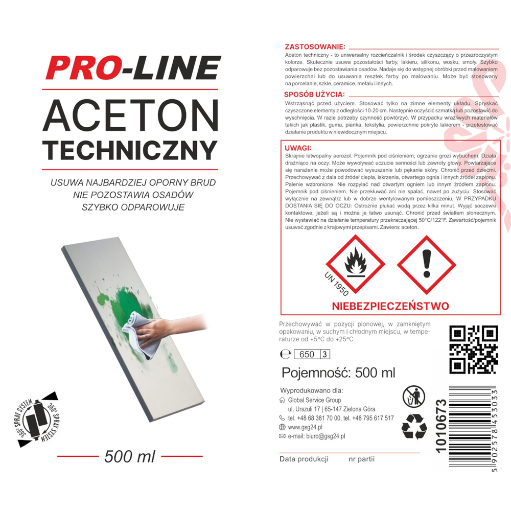 Pro-Line techninis acetonas 100% aerozolis 500ml