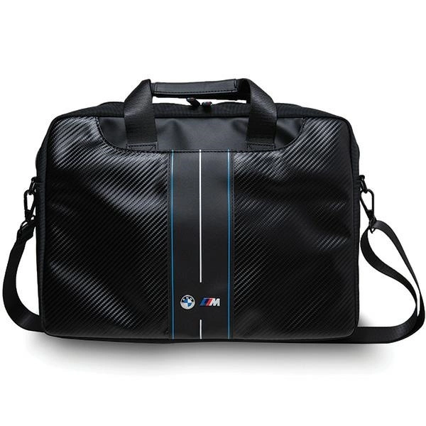 BMW Carbon & Blue Stripe krepšys 16" nešiojamam kompiuteriui, juodas
