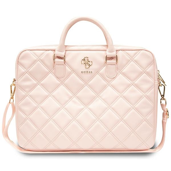 Guess Quilted 4G nešiojamojo kompiuterio krepšys 16", rožinis