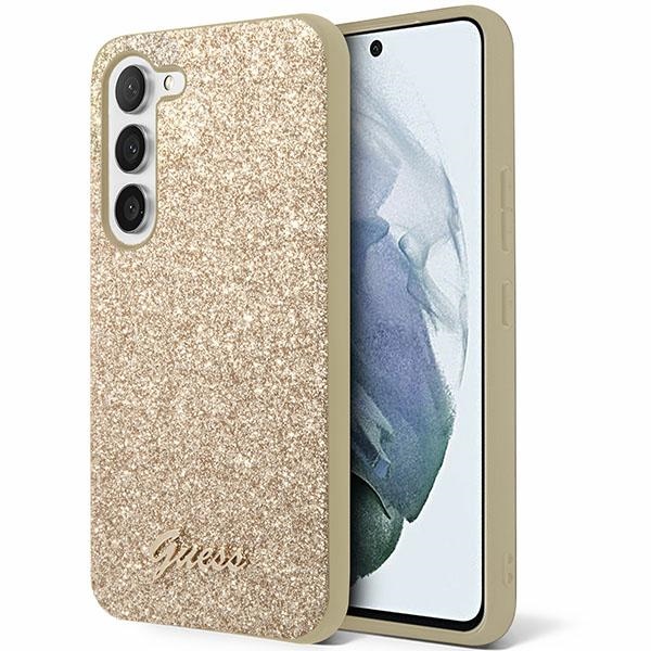 Guess Samsung Galaxy S24+ Case Glitter Script, Gold