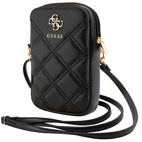 Guess Zip Quilted 4G telefono dėklas-rankinė, juodas
