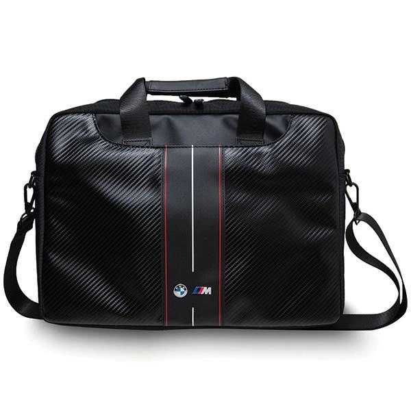BMW Carbon & Red Stripes krepšys 16" nešiojamam kompiuteriui, juodas