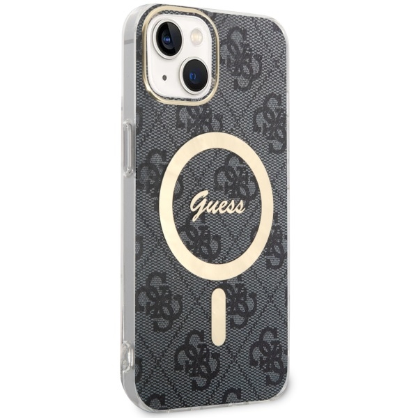 Guess dėklas iPhone 14 telefonui 4G MagSafe, juodas